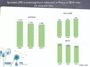 Sprzedaż LPG w rozróżnieniu na sektory w latach 2008-2010