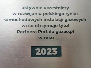 Aktywne wspieranie rozwoju rynku samochodowych instalacji gazowych na łamach portalu gazeo.pl jest honorowane Certyfikatem Partnera Portalu gazeo.pl