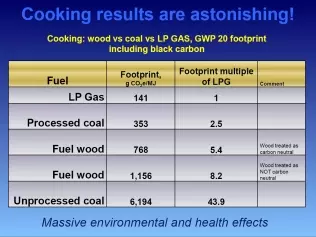 LPG, drewno i węgiel - porównanie poziomów emisji CO2 na megadżul uzyskanej energii