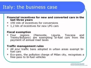 działania podjęte we Włoszech na rzecz wspierania rozwoju rynku samochodów napędzanych LPG