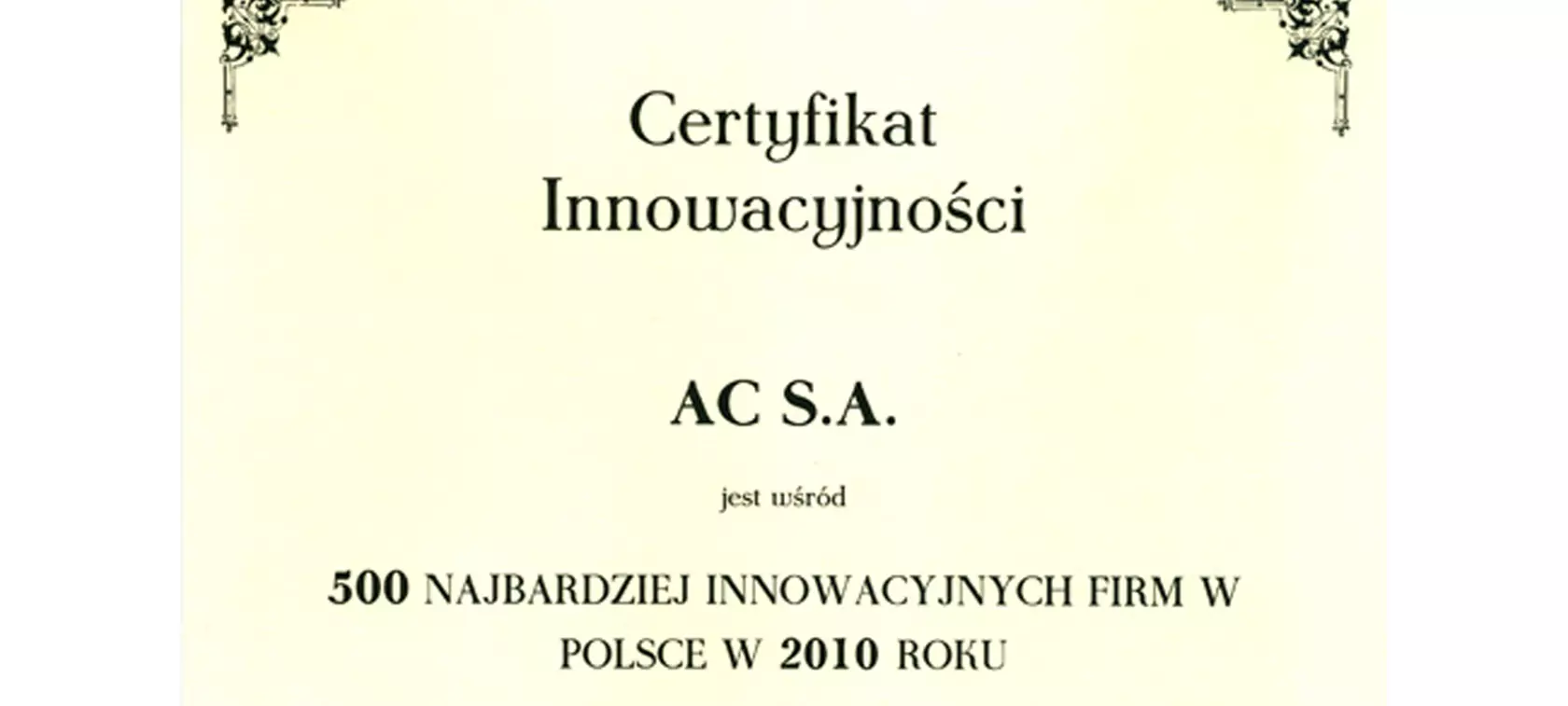 AC SA wśród najbardziej innowacyjnych firm w Polsce