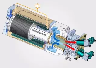 Schemat prototypu silnika FPEG autorstwa Toyoty
