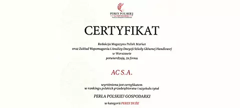 AC S.A. w rankingu Pereł Polskiej Gospodarki