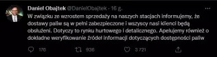 Tweet Daniela Obajtka, PrezesaPKN ORLEN z 24 lutego 2022 r.