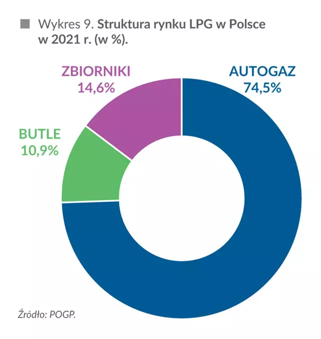 Struktura rynku LPG w Polsce w 2021 r. (w %)