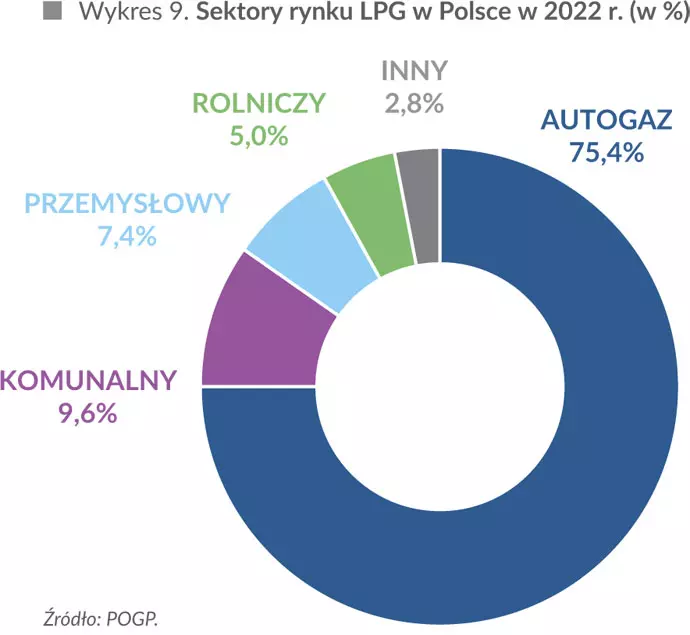 Sektory rynku LPG w Polsce w 2022 r. (w %)