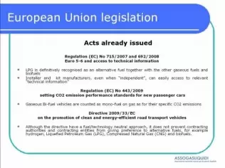 lista już uchwalonych regulacji na rzecz wspierania rtnku autogazu w Europie