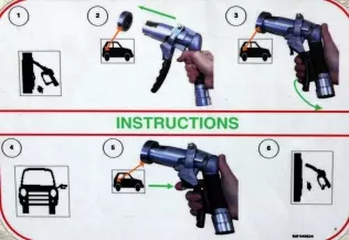 Obrazkowa instrukcja używania pistoletu do zaworu typu włoskiego