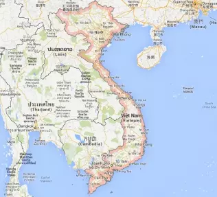 Mapa Vietnamu i krajów sąsiadujących