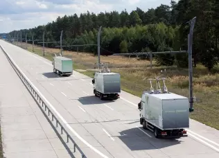 Ciężarówki zasilane elektrycznie poprzez pantografy