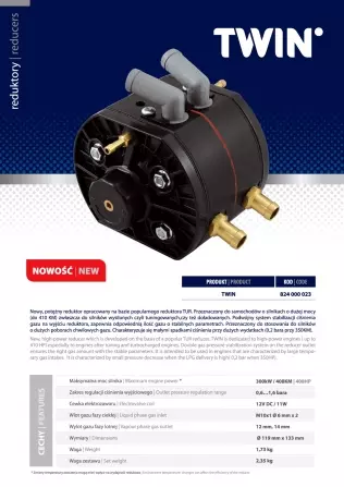 Reduktor LPG Twin firmy KME - parametry