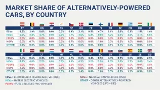 Udziały pojazdów napędzanych alternatywnie w rynkach poszczególnych państw członkowskich UE
