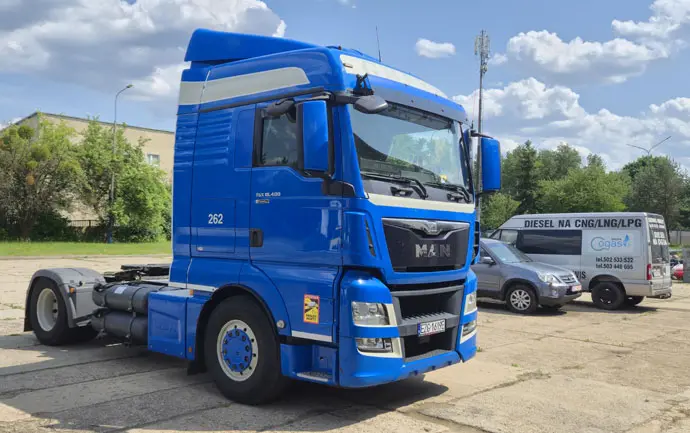 MAN TGX z&nbsp;instalacją LPG Cogas Nevo-Sky Diesel