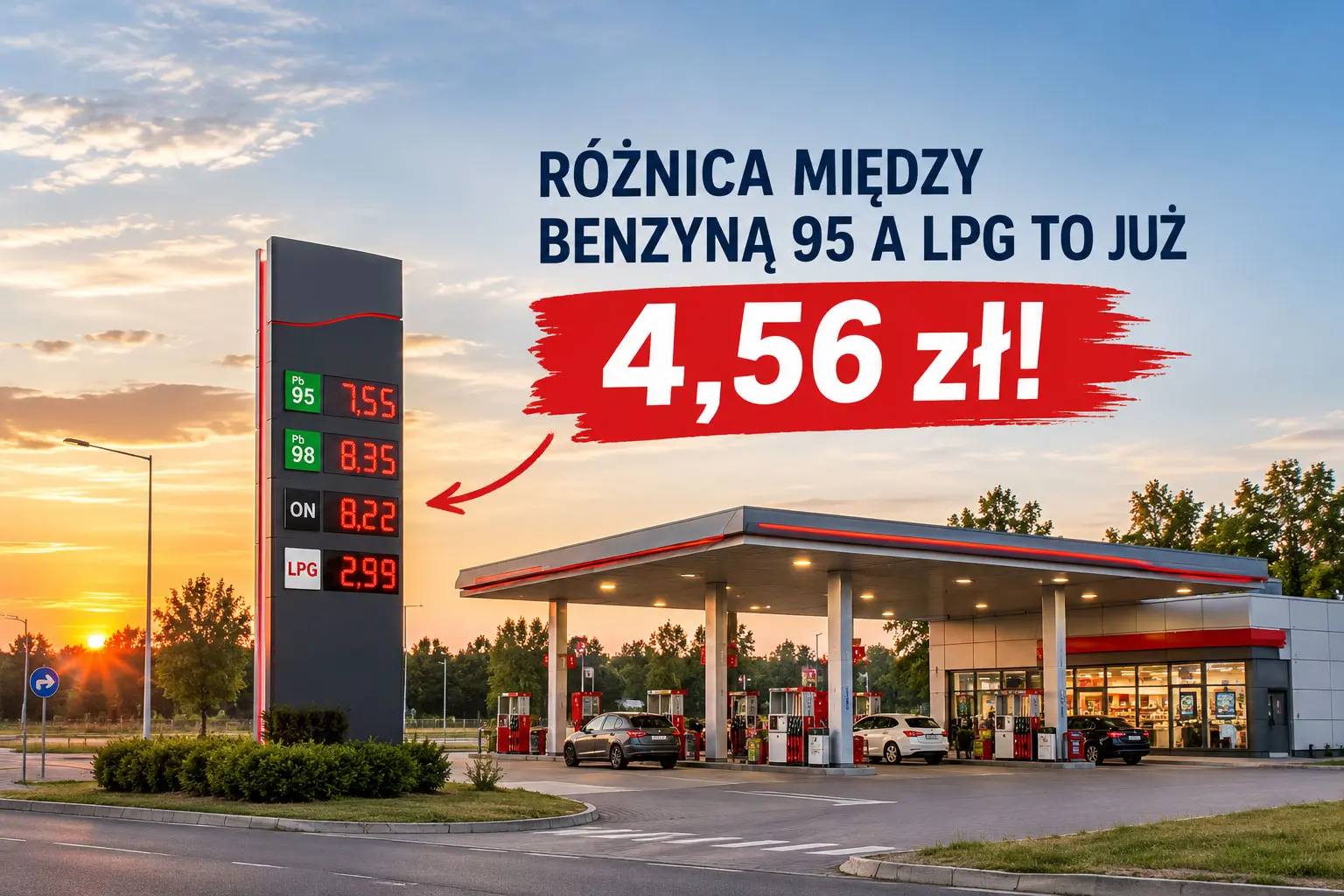 4,56 zł pomiędzy benzyną a LPG