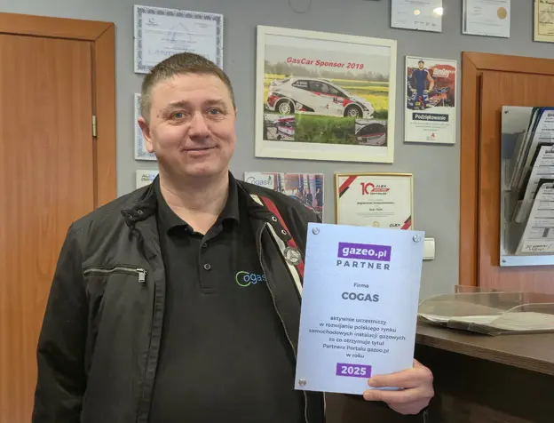 Certyfikat Partnera portalu gazeo.pl dla firmy Cogas