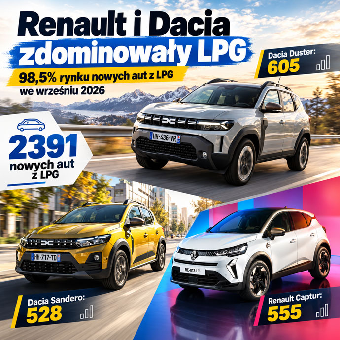 Dominacja Renault i&nbsp;Dacii na rynku nowych samochod&oacute;w z&nbsp;LPG
