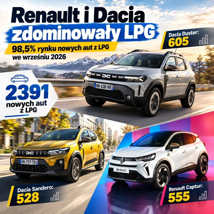 Renault i Dacia zgarniają cały rynek nowych aut z LPG